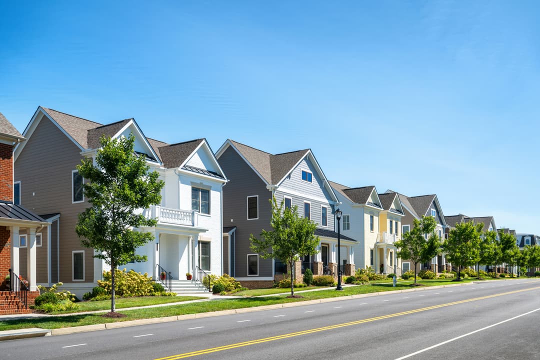 Row of suburban homes along a residential street, representing Texas homeowners who may qualify for a homestead exemption.