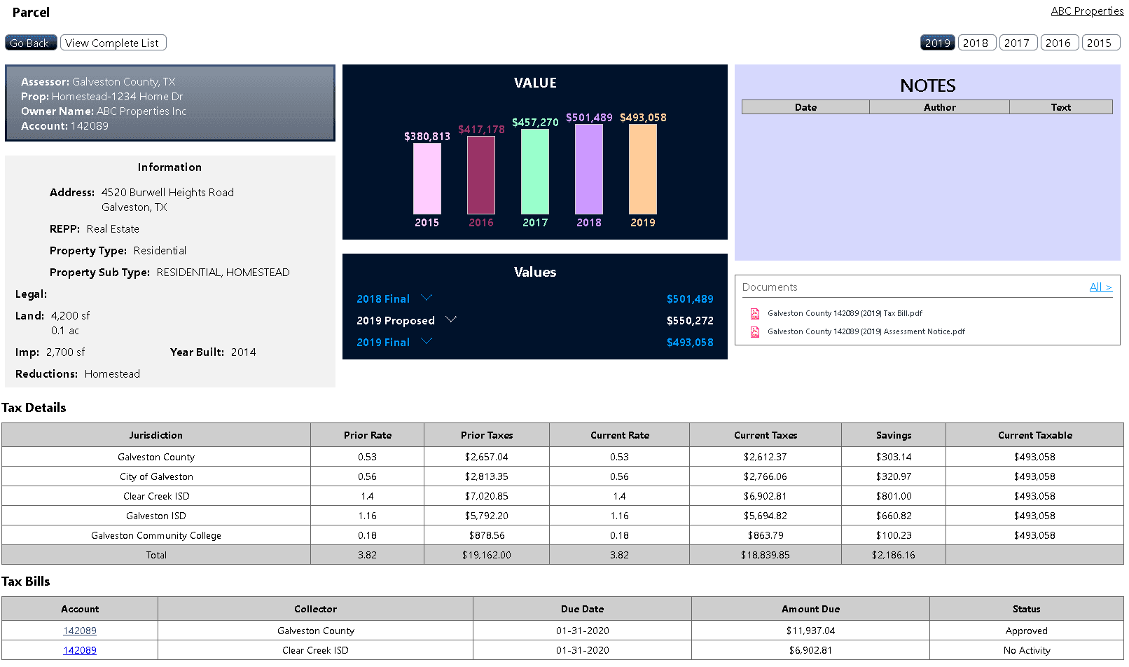 detailed account view