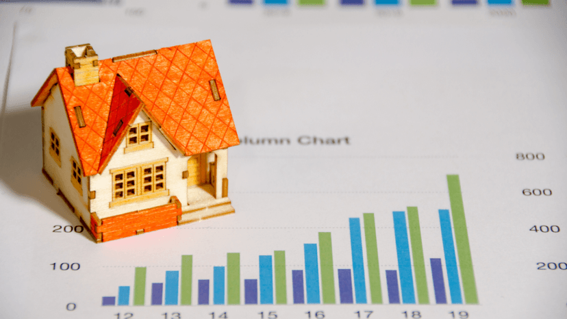House figurine on graph illustrating property condition and market value